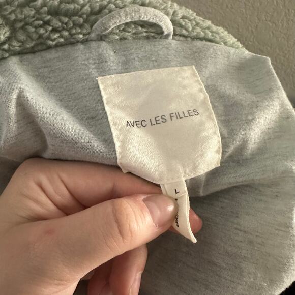 Anthropologie Avec Les Filles Mixed Media Quilted Sleeve Teddy Jacket L - Picture 4 of 5